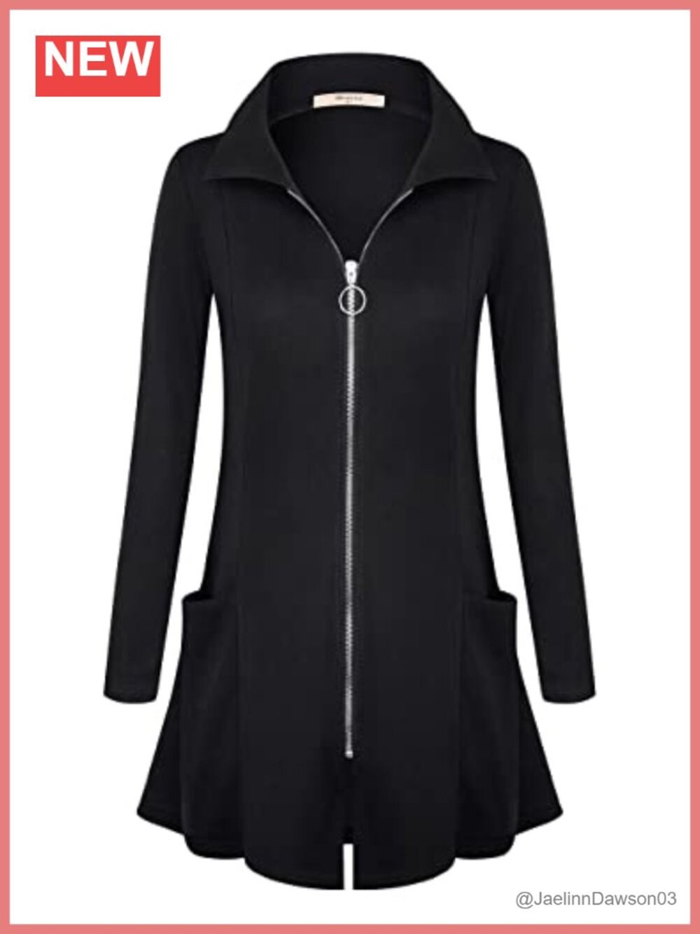 Zip Up Long Hoodie Tunic Sweatshirt Lightweight Collar Neck Cardigan